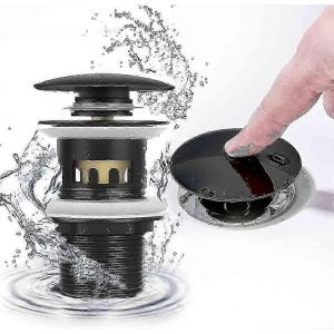 Vidange d'évier de lavabo escamotable,Évier de lavabo à fente,Vidange d'évier de lavabo noir mat,Poubelle pop-up fendue,Évier de lavabo à ressort,sans trop-plein,pour B - Neuf