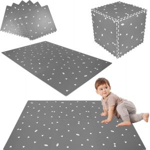 Tapis Puzzle Mousse Eva Pour Bébés Et Enfants Tapis D'éveil Tapis De Fitness Tapis De Protection Tapis De Piscine Protection De Sol 60x60x1 Cm,6 Pièces,Triangles Gris - Neuf