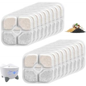18 Pcs Filtre Fontaine Eau Chat Compatible Catit,Avec Syst&egrave;me De Triple Filtration Avec R&eacute;sine Et Charbon Actif Pour Une Fontaine &Agrave; Eau De 2,5 L-3l. - Neuf