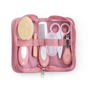Trousse De Toilette Pour B&eacute;b&eacute; 10 Pi&egrave;ces Couleur Rose Saro Baby - Neuf