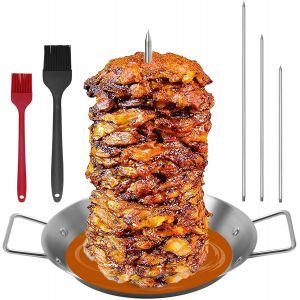 Subzonal-Support Vertical Pour Brochettes &Agrave; Kebab En Acier Inoxydable, Avec 2 Brosses Et 3 Tailles Amovibles (20,3 Cm, 25,4 Cm Et 30,5 Cm) Convient Pour Griller De La Viande Grill&eacute;e, Du Poulet Entier - Neuf