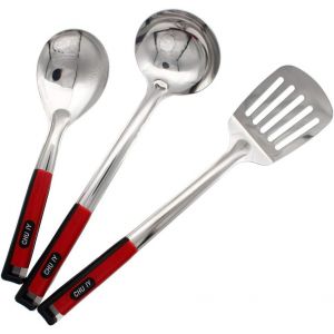 Kal-3 Pièces Accessoires Set De Cuisine, Cuillères De Cuisine, Spatules Cuisine Inox, Ustensiles De Cuisine Inox, Gadgets De Cuisine (Groupe 1) - Neuf