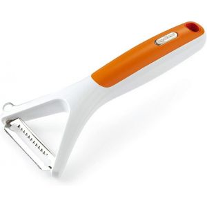 E950019 Eplucheur &Agrave; Julienne,Plastique/Acier Inoxydable,Blanc/Orange,Lame Dentel&eacute;e,Passe Au Lave-Vaisselle,Garantie 5 Ans - Neuf