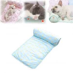 Lit Rafraîchissant Pour Animaux De Compagnie,Litière Pour Chats Et Chiens,Été,Cool,En Polymères De Glace,Lavable.Light Blue.L - Neuf