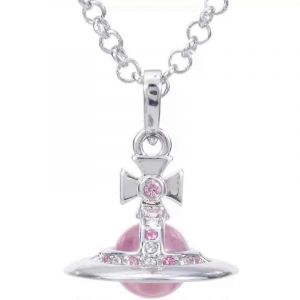 Collier Saturne Coloré Pour Femme, Pendentif Saturne Étoile Du Ciel Avec Cristal (Argent Rose) - Neuf