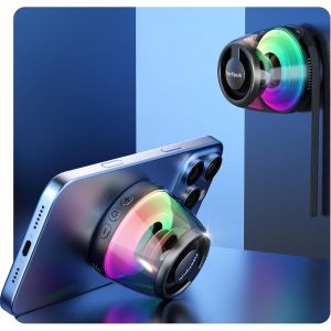 Mini haut-parleur Bluetooth magn&eacute;tique, haut-parleur avec diaphragme de basse, haut-parleur &agrave; aimant interne 5 W, 7 heures d'autonomie, TWS, lumi&egrave;re RVB, emplacement pour carte TF, anneau - Neuf