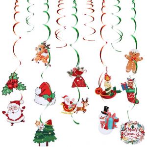 27 Pcs Suspensions No&euml;l Hanging Swirl Plafond D&eacute;coration Tourbillon Serpentins Spirale Pour F&ecirc;te Fournitures De No&euml;l - Neuf