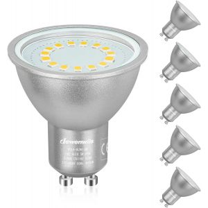 KALANKA-Ampoule GU10 LED, Dimmable en Continu, Blanc Chaud 2700K, 400LM, 5W Équivalent Ampoule Halogène de 50W, 120° Larges Faisceaux, Ampoules LED Spot pour l'Éclairage Encastré, Lot de 6 - Neuf