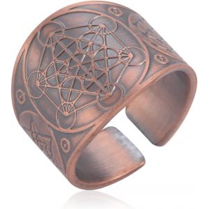 Trahoo-Bague Sceau Des 7 Archanges Bague Cube Métatron Bague Sceau De Lilith Biblique Bague Amulette Talisman Bague Géométrie Bague Cuivre Bonne Chance Protection Bijoux Religieux Pour Hommes Femmes - Neuf