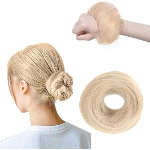 Chouchous Cheveux Lisses Pour Femmes, Chignon &Eacute;lastique Pour Cheveux, Chignon D&eacute;sordonn&eacute;, Accessoires Donut Pour Cheveux, Chignon Synth&eacute;tique Faux Pour Femmes (Brun Cendr&eacute; Moyen 30) - Neuf