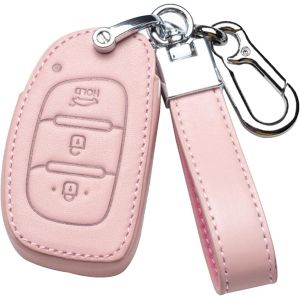 &Eacute;tui de cl&eacute; de Voiture en Cuir de Vachette pour t&eacute;l&eacute;commande Hyundai Solaris IX35 IX45 IX20 I40 Tucson Ioniq Elantra Santa Fe Rose C - Neuf
