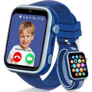 4G Montre Connect&eacute;e Enfants, Ip68 &Eacute;tanche Montre Telephone Enfant Avec Appels, Appels Vid&eacute;o, Chat Vocal, Whatsapp, Wi-Fi, Gps, Sos, Mode &Eacute;cole,Podom&egrave;tre, Dormir Smartwatch Pour Filles Et Gar&ccedil;ons Ble - Neuf