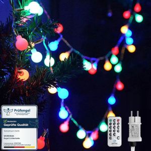 Guirlande Lumineuse &Agrave; Boules Color&eacute;es, 20m 200 Leds Dimmables, Guirlande De F&ecirc;te Avec Prise Pour Int&eacute;rieur Et Ext&eacute;rieur, 8 Modes D'&eacute;clairage, &Eacute;conomie D'&eacute;nergie, Id&eacute;ale Pour No&euml;l, F&ecirc;te - Neuf