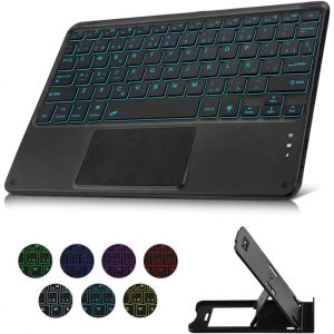 Clavier K08 Bluetooth Avec Pavé Tactile Qwerty Espagnol Pour Tous Systèmes D'Exploitation Ios Android Windows Compatible Avec Ipad Galaxy Tab Tablettes Téléphones Intelligents (Avec Support) - Neuf