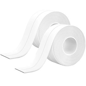 ChenQuanSarl-Lot De 2 Rouleaux De Ruban Adhésif Auto-Adhésif Pour Salle De Bain Et Cuisine, Anti-Humidité En Pvc Pour Lavabo, Baignoire, Coins Muraux, Fenêtres Et Toilettes, Ruban Blanc Adhésif (320 - Neuf