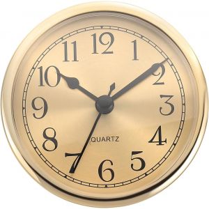 Fchhk-3,5"" 90mm Insert De Montre En Quartz, Mouvement En Quartz Miniature Horloge Mini Chiffres Arabes Convient Trou De 78mm/3,1"" De Diamètre, Doré, Style 1 - Neuf