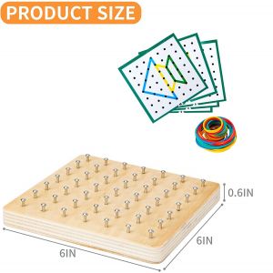 Jouet Montessori, jouet éducatif mathématique graphique pour enfants avec cartes à motifs et élastiques pour figures et formes. - Neuf