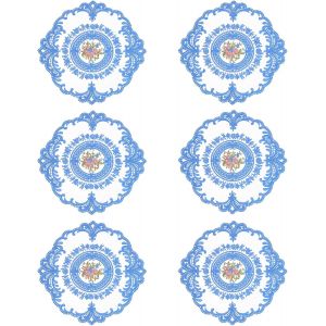 SJZG-Lot De 6 Napperons Ronds Brod&eacute;s En Dentelle R&eacute;tro Pour Table De Salle &Agrave; Manger, Cuisine, F&ecirc;te, 28 X 28 Cm, Bleu - Neuf