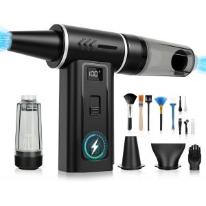 Souffleur Air Comprim&eacute; 2 en 1, 180 000 tr/min Souffleur avec Batterie 8000 mAh, 100 R&eacute;glables Mini Souffleur Sans fil avec Kit de Brosses de Nettoyage pour PC, clavier, maison et voiture - Neuf