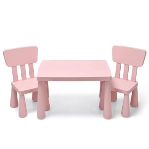 Lot De 1 Table Et 2 Chaises Pour Enfants 76,5 X 54,5 X 49,5 Cm Confort Ergonomic Design Rose Helloshop26 20_0012016 - Neuf