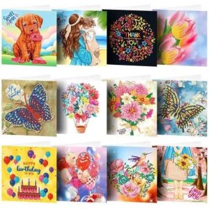 5d Diy Diamant Peinture Carte De Voeux,Noël 5d Diy Forme Spéciale Foret Diamant Cartes De Voeux Fait Main Avec Enveloppe,Noël Point De Croix Cartes De V?ux - Neuf