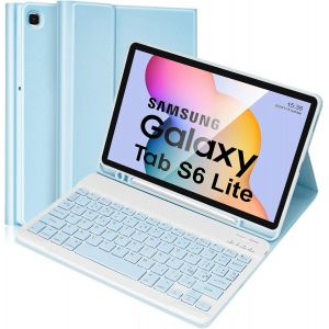 Lively Life Keyboard Case For Samsung Galaxy Tab S6 Lite 2020 10.4"" (Sm-P610/P615), 2022 (Sm-P613/P619), Italian Layout, Removable Keyboard For Samsung Tab S6 Lite, Light Blue - Neuf