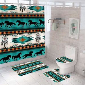 Les Rideaux de douche avec de Doux antidérapant Tapis de Bain et Wc housse de Siège pour salle de Bains, Imperméable à l'eau de la Baignoire Rideau de Jeux pour la Maison, Imprimé - Neuf