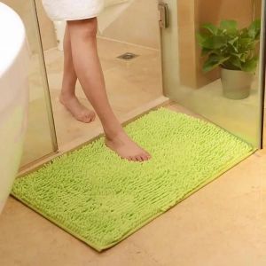 Tapis De Salle De Bain Devant Baignoire Absorbant Antid&eacute;rapant Tapis D'entr&eacute;e Chambre Toilette Cuisine Shaggy 40x60 Cm (Vert Clair) - Neuf