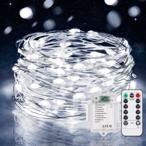Guirlande Lumineuse Led Avec Minuterie, 1 Pack 5m 50led Guirlande Lumineuse À Piles Etanche Lumière Guirlande 8 Modes Décoration Intérieur Pour Chambre Mariage Soirée Jardin - Neuf