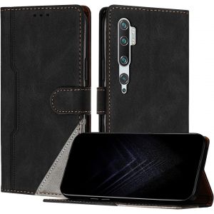 Kal-Étui Pour Xiaomi Mi Cc9 Pro/Note 10 /Note 10 Pro, Housse En Cuir Pu Avec [Protection Antichoc Tpu] [Fonction Support] [Porte-Cartes ] Antichoc Magnétique Coque Pour Mi Cc9 Pro - Noir - Neuf