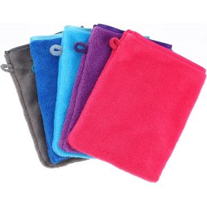 Kal-Lot De 5 Gants De Toilette En Microfibre, 20 X 15 Cm, Gants De Toilette Pour Le Visage, Corps En Velours Corail, Forte Absorption D'eau, Gant De Toilette Réutilisable Doux - Neuf