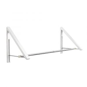 Sechoir a linge mural pour buanderie, support pour vetements, cintres pliables en aluminium, rangement pour la maison, economies reglementaires, blanc, 2 etageres - Neuf