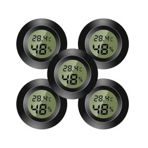 Lot de 5 mini thermom&egrave;tre environnement int&eacute;rieur num&eacute;rique, hygrom&egrave;tre num&eacute;rique, moniteur de temp&eacute;rature et d'humidit&eacute; pour maison, cr&egrave;che, incubateur de guitare reptiles serre de voiture, noir - Neuf