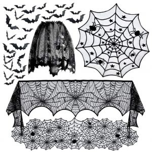 D&eacute;coration D'halloween, Lot De 5 Pi&egrave;ces Souples Et R&eacute;sistantes - Pour La F&ecirc;te, Le Salon, La Salle &Agrave; Manger, La Chemin&eacute;e, Le Manteau De Chemin&eacute;e, La Dentelle. - Neuf
