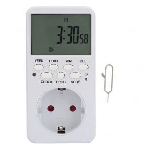 Minuterie automatique circulaire programmable a affichage numerique sur 7 jours, prise 1 m a 99 h 99 m (UE 220 V) - Neuf