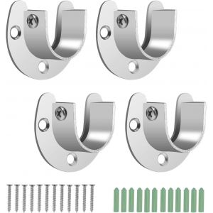 Lot de 4 supports de tringle de penderie en acier inoxydable de 28 mm pour tringle de penderie, support pour vêtements, tringle à rideau de douche - Neuf