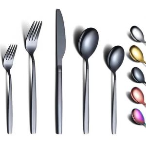 Berglander Couverts, Ensemble De 30 Couverts En Acier Inoxydable Plaqué Titane Noir, Le Service De Couverts Sert 6 Personnes - Neuf