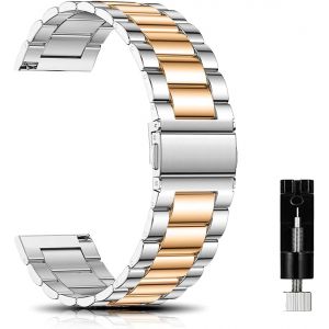 M&eacute;tal Bracelet Pour 18mm 20mm 22mm Bracelets De Remplacement Banda De Montre De Rechange En Acier Inoxydable Pour Femme Homme - Argent/Or Rose - Neuf