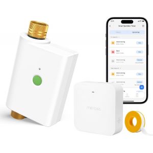 NouvelHorizonstore-Meross Programmateur Arrosage WiFi MST100 | Arrosage Automatique & Report Pluie - APP Contr&ocirc;le | Suivi Conso d'eau | Raccord Double en Laiton | Compatible avec Apple HomeKit, Alexa - Neuf