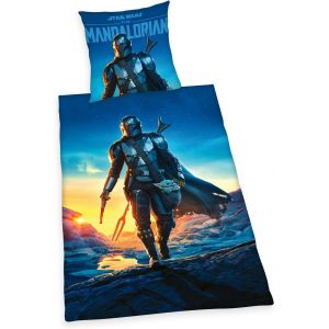 Ulteronixshop-Parure De Lit Star Wars The Mandalorian, Taie D'oreiller 80 X 80 Cm, Housse De Couette 135 X 200 Cm, Avec Fermeture &Eacute;clair Facile, 100% Coton/Renforc&eacute; - Neuf