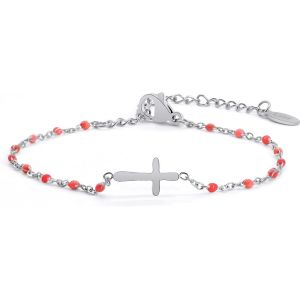 Eryi-Bracelet De Croix Pour Femmes, Bracelet Religieux Réglable En Acier Inoxydable Bracelet De Communion Pour Bijoux De Couple Cadeaux De Confirmation Bracelets De Mode - Neuf