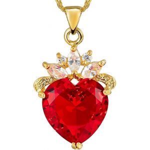 Kal-Ocean Coeur Pendentif Avec 18'' Chaîne & Coupe De Coeur Cz [4 Couleurs Disponibles] En Plaqué Or Jaune,Simple Moderne Élégant - Neuf