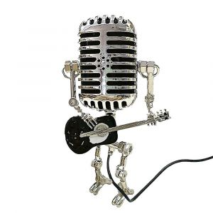 Lampe robot microphone vintage jouant de la guitare lampe de bureau LED lumiere miniatures vintage - Neuf