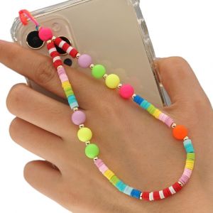 Kal-Chaîne De Téléphone Portable Bohème Anti-Perte - En Acrylique - Style Vintage - Multicolore - Pour Téléphone Portable - Avec Perles - Pour Téléphone Portable - Neuf