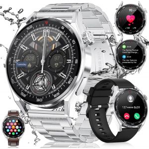 Montre Connectée Homme avec Appel Bluetooth Assistant Vocal, 1.39'' Montre Connectée Sport avec 100+ Modes Sportifs, 3 Bracelets, 360Amh, SpO2, Calorie, Etanche Smartwatch - Neuf