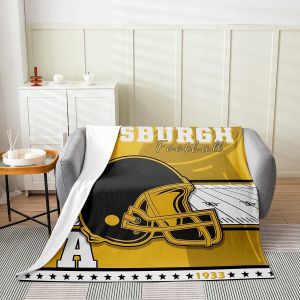 Couverture Polaire Pittsburgh, 50"" X 60"" Couverture Simple En Flanelle De Football En Peluche - Neuf