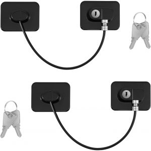 2 Pcs Securite Fenetre Enfant,Serrures Protection Fenetre Enfant Avec 4 Cl&eacute;s,Forte Adh&eacute;sif Serrure Frigo Pour Bloque Porte Placard Armoire Tiroir Laveuse,Noir - Neuf