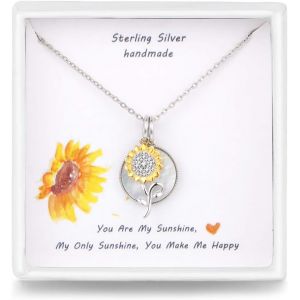 Collier Tournesol En Argent Sterling 925 Double Pendentif Bijoux Avec Zirconium Cubique Femme Fashion Collier Cadeau Pour Les Femmes Et Les Filles - Neuf