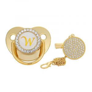 Sucettes Pour B&eacute;b&eacute;, Sucette Incurv&eacute;e &Agrave; 26 Lettres Avec Clips, Sucette Dor&eacute;e Pour B&eacute;b&eacute; De 6 &Agrave; 18 Mois, Alimentation En Poudre De Lait Pour B&eacute;b&eacute; W - Neuf