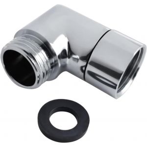 JGD-Adaptateur de douchette &agrave; 90&deg; - Coude 1/2" - Pour pommeau de douche - Rallonge de tuyau de douche - Argent&eacute; - Neuf